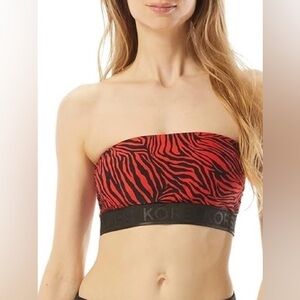 NWT | MICHAEL Michael Kors | Red and Black Zebra Bandeau Bikini Top | Sz S